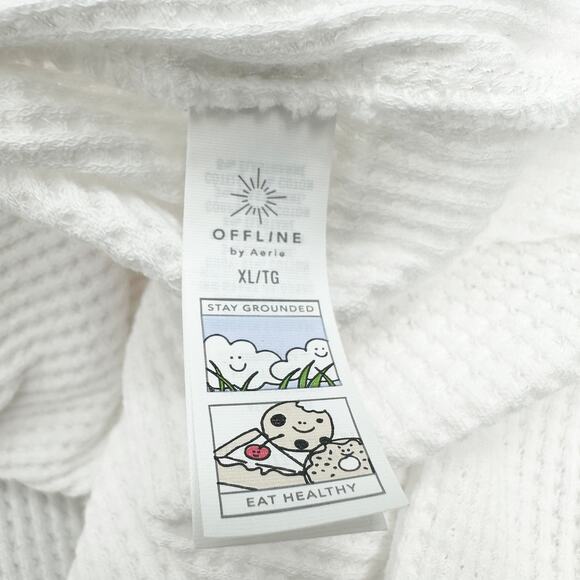 OFFLINE by Aerie Wow! Waffle Knit Long Sleeve T-Shirt in White Size XL - Picture 11 of 12